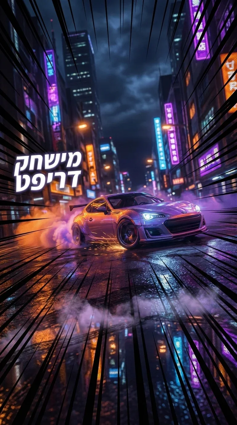 מירוץ דריפט לילי עם מכונית ספורט
